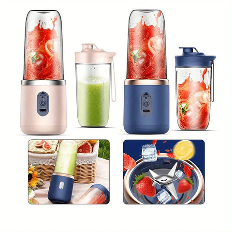 Hexa Blade Juicer – Rechargeable Mini Automatic Electric Juicer 2-in-1 Portable Blender