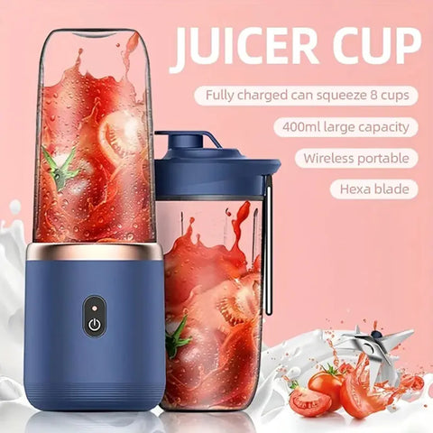 Hexa Blade Juicer – Rechargeable Mini Automatic Electric Juicer 2-in-1 Portable Blender
