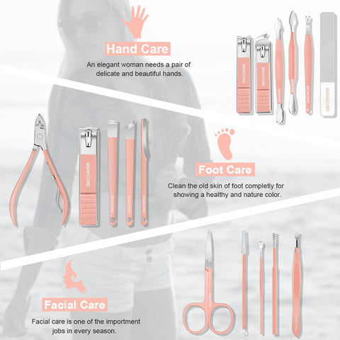 16 in 1 Nail Cutter Set Stainless Steel Nail Clippers Set With Folding Bag Manicure Cutter Kits Scissors Beauty Tool