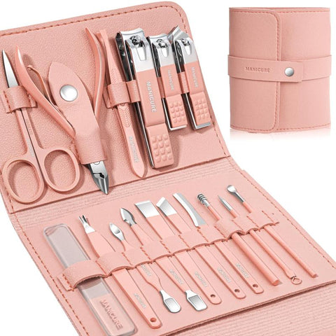16 in 1 Nail Cutter Set Stainless Steel Nail Clippers Set With Folding Bag Manicure Cutter Kits Scissors Beauty Tool