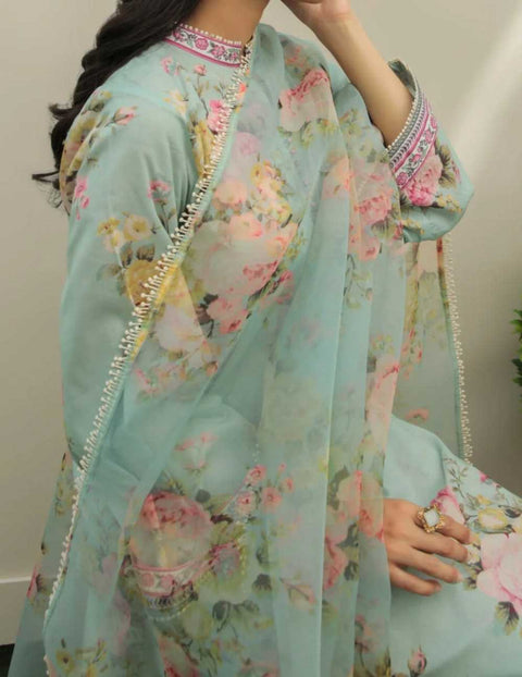 Digital Printed 3 Piece Swiss Lawn Suit with Organza Dupatta – Collection 01