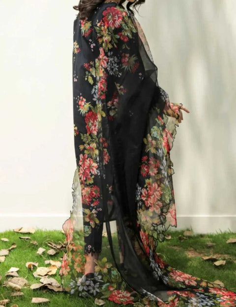 Digital Printed 3 Piece Swiss Lawn Suit with Organza Dupatta – Collection 02
