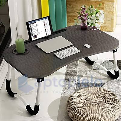 Foldable Laptop Table for Bed – Portable Study Desk with Cup Holder