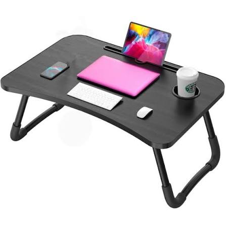 Foldable Laptop Table for Bed – Portable Study Desk with Cup Holder