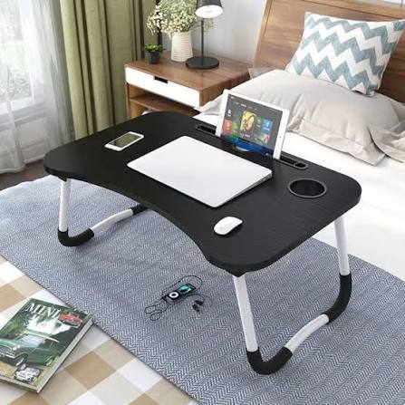Foldable Laptop Table for Bed – Portable Study Desk with Cup Holder